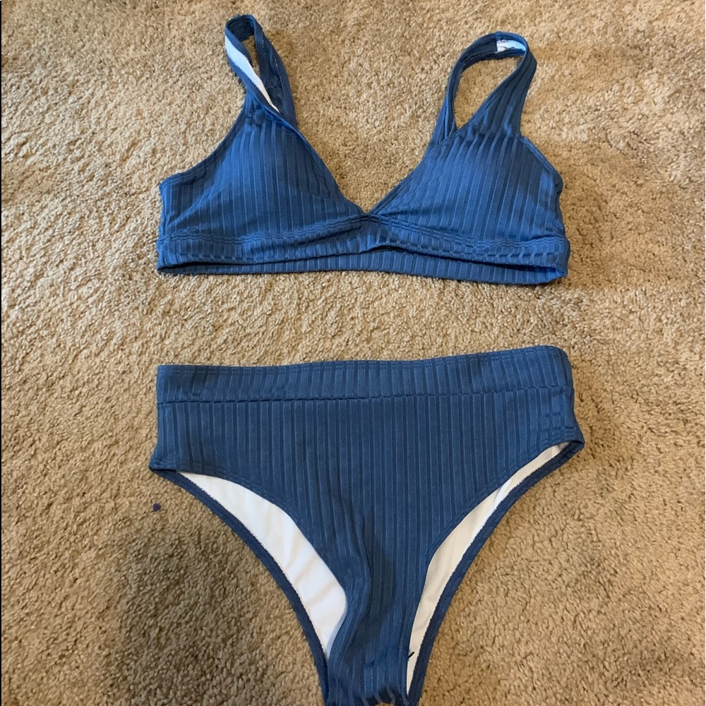 Blue ribbed bikini- never worn!